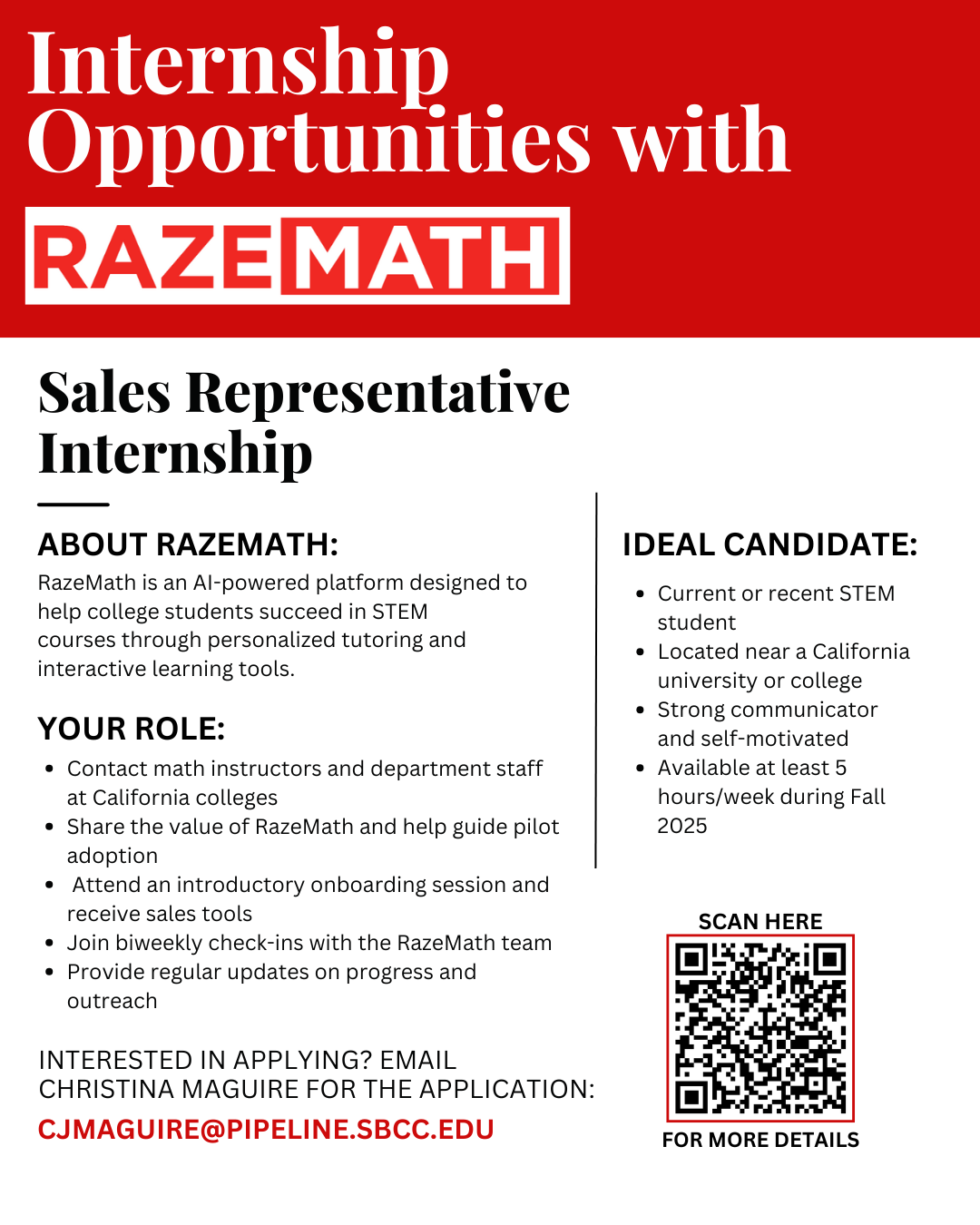 RazeMath Sales Representative Internships - Click for PDF